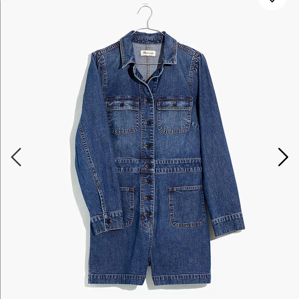 Madewell Demin Long-Sleeve Varsity Romper